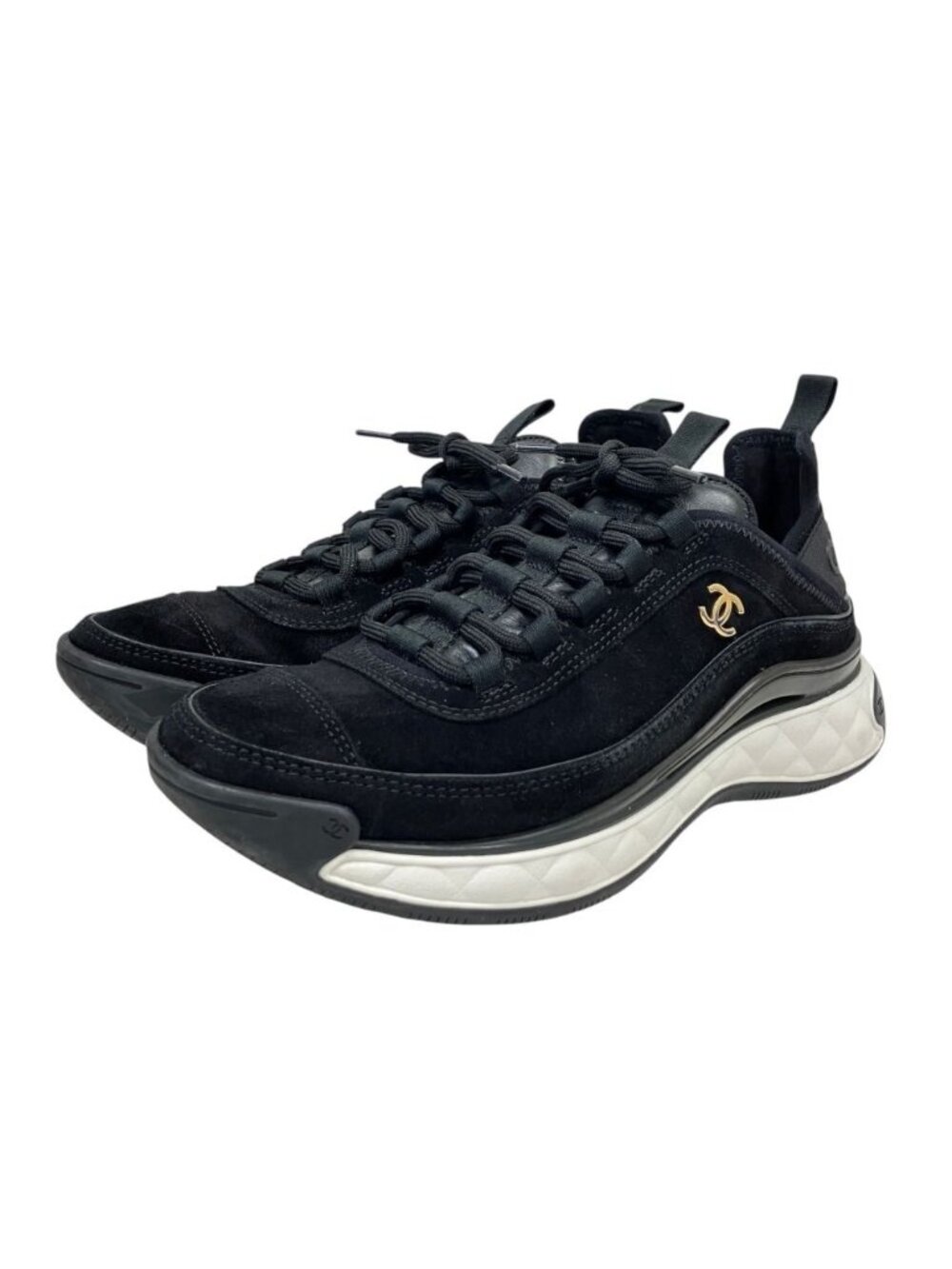 Chanel 24C CC Logo Suede Sneakers Black Spring Summer Fall Winter